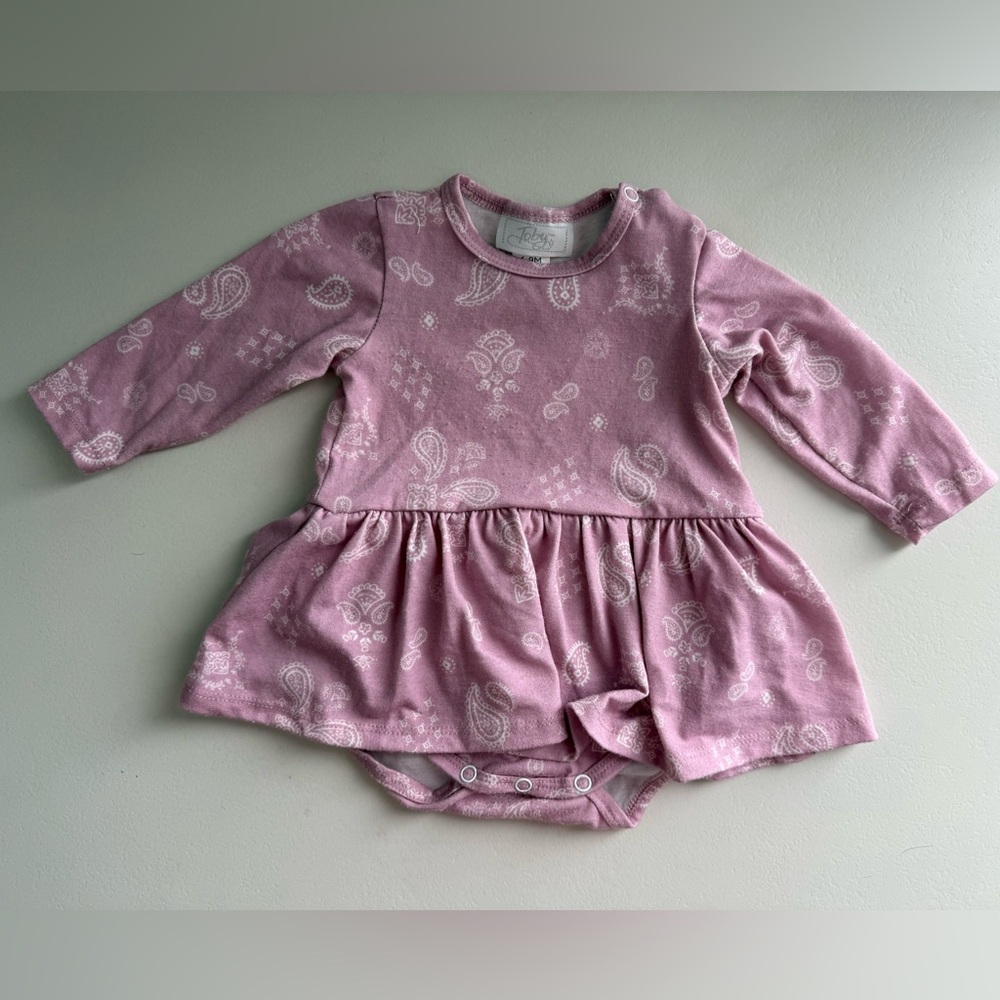 Pink Paisley Baby Dress Onesie Dress